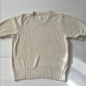 Dôen Cream Textured Crewneck Short-Sleeve Sweater